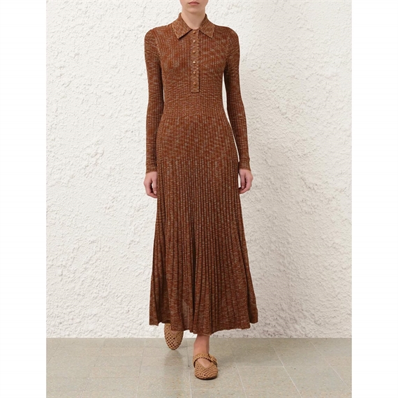 Zimmermann Mouline Midi Kjole, Chocolate Multi